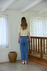 CHECK RIBBON DENIM PANTS