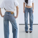 Tiberinus - Lily Jeans - Low-Rise Straight-Leg Jeans - Light Blue - 23 cm Rise - 23.5 cm Leg Opening