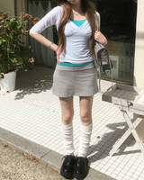 Vネック シャーリング Tシャツ