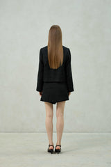AGLOW TWEED SKIRT PANTS / BLACK