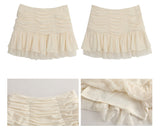 Lily frill shirring lace skirt