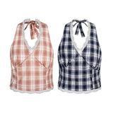 Rosy Check Lace Halter Top 231776629
