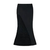 Lace Needle Maxi Skirt [Black]