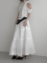 Tur Pintuck Frill Tiered Skirt