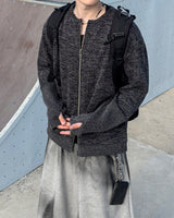 Angle Knit Zip-up with Hand Warmers