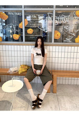 ダックスフント ラウンド スパンデックス Tシャツ