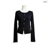 (4color) Flower Button Slim Cardigan