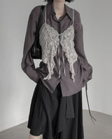 リアシャーリングシースルーバルーンシャツ