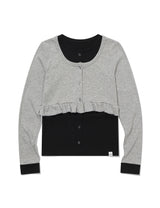 レイヤードフリルカーディガンTシャツ(グレー)