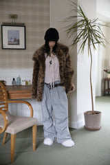 Dart pintuck wide pants