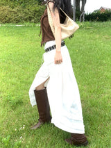Rustic Pure Frill Slit Maxi Long Skirt (2 colors)