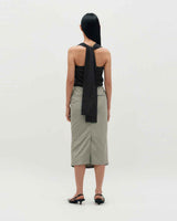 Draped Long Skirt _ GREY