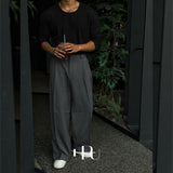 [HFORUS MADE]Forus Knitted pleats U - kneck long sleeves IN BLACK