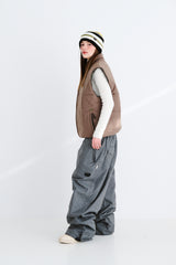 LOGO HERRINGBONE SUPER WIDE VENTILATION PANTS CHARCOAL