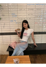 ビッグペインティングワイドデニムパンツ