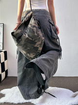 HIP PIGMENT CARGO WASHING LONG SKIRT 🩶🤍2color
