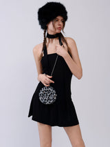 Fluffy Tambourine Chain Bag - Grey Leopard