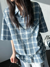 Conti Linen Check Oversized Boxy Shirt 3color