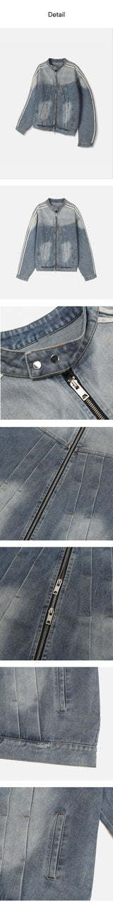 [F/W] Track line biker denim jacket