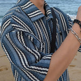 ASCLO Multi Stripe Knitting Short Sleeve Shirt (2color)