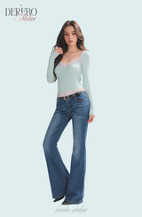 Ripel Mint Pink Lace Long-Sleeve T-Shirt