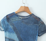 メッシュスパンデックスプリントショートスリーブTシャツ