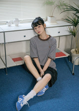 26SS★ キャットボーダーリンガー半袖Tシャツ