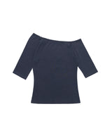 PLASTIC KISS ONE-SHOULDER TOP (NAVY) F26QB051