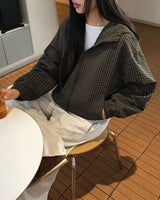 Little Hooded Check Windbreaker