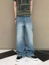 ソルティンセミフレアウォッシュ加工デニムパンツ