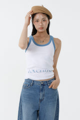 DEEP NECK SLEEVELESS TOP_SKY BLUE-WHITE