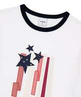フラッグアップリケリンガーTシャツ