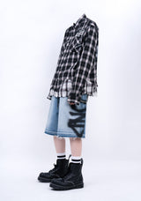 BBD サイドスプレードカスタムデニムショーツ (Blue)
