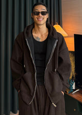 Unisex Couple Golden Hooded Sweatshirt and Cargo Drawstring Pants Set
