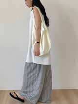 Rose String Stripe Wide Pants