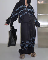 [UNISEX] ワンツーレタリングオーバーサイズフィットフーディドジップアップジャケット