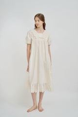 ULLALA PAJAMA Bella Short-sleeve One-piece Cream[24149WOSXN]