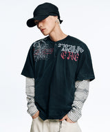 Oil Washed Layered Long Sleeve - Black