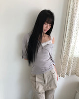 ターニングロールアップ7分袖Tシャツ