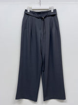 Marron Belted Two-Tuck Wide Slacks