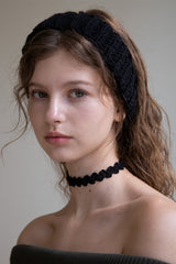 Black silky crochet knit choker