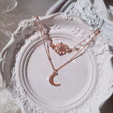 Art Nouveau Moon Necklace - Rosegold Color
