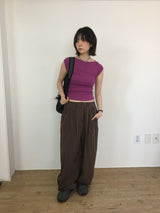 メタリックツータックワイドパンツ (3color)
