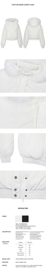 FOX FUR DOWN JACKET white