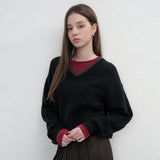 レイヤードVネックニットプルオーバー [BLACK]