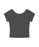 バタフライゴスワイドネッククロップTシャツ_チャコール