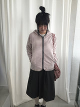 ストライプフードジップアップ