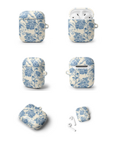 [Matte] AirPods Case Vintage Flower Blue