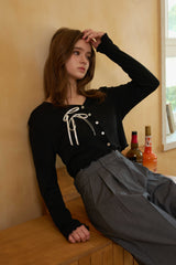 LUCID RIBBON CARDIGAN / BLACK