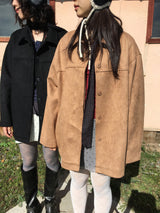 Classic suede single-breasted half coat(2color)
